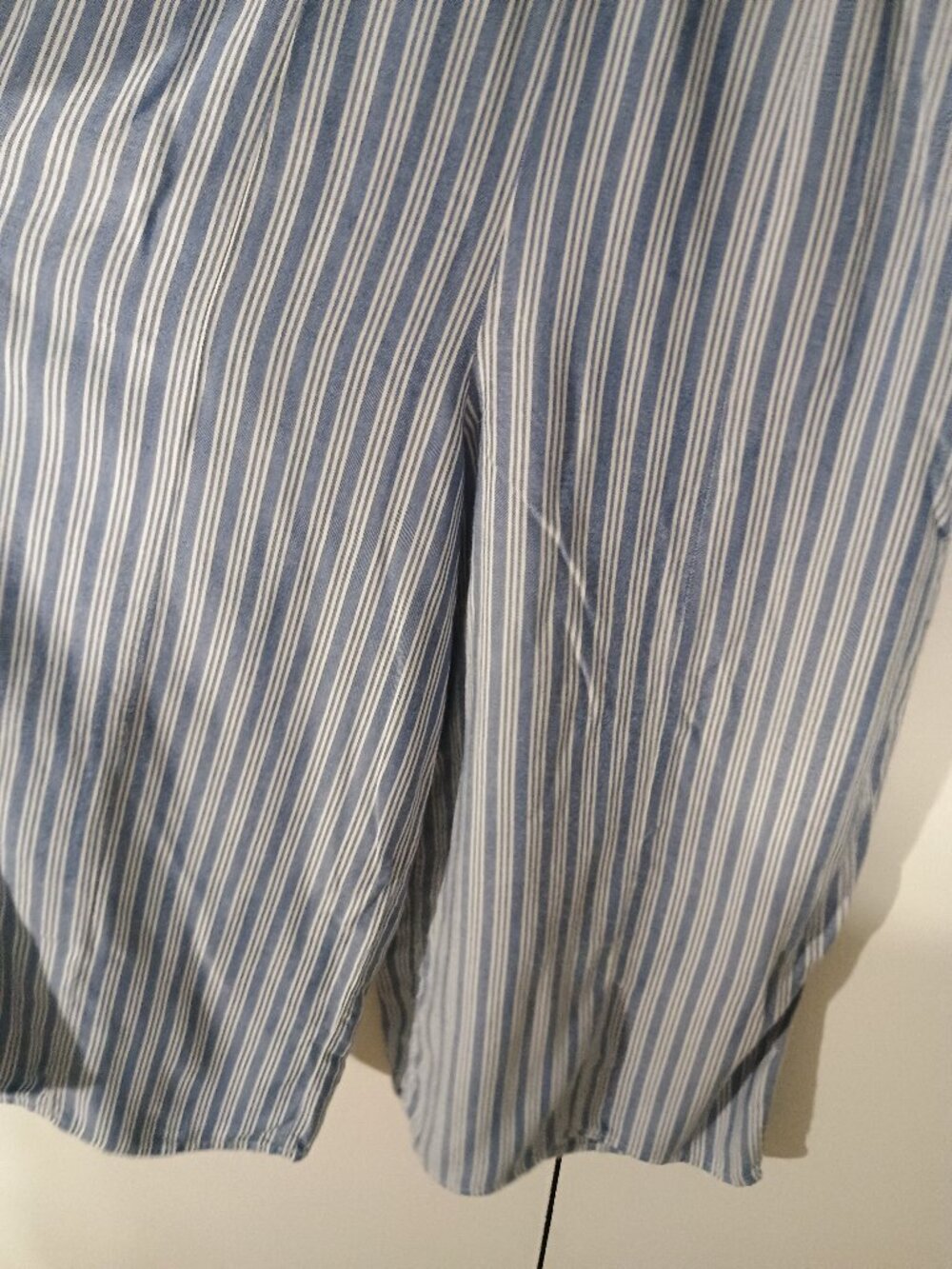 American Eagle Size 4 Blue White Striped Strapless Wide-Leg Jumpsuit - Picture 7 of 11